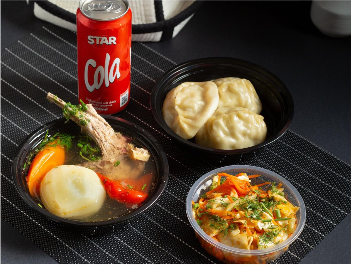Half Shurpa Soup, 3 pcs Chicken Manti & Kvashenaya Salad — Friday combo meal